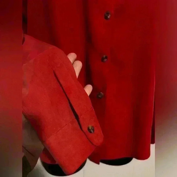 SILK CLUB Collection Red/Rust 100% Silk Button Up Long Sleeve Blouse Size Sm EUC - Picture 3 of 4